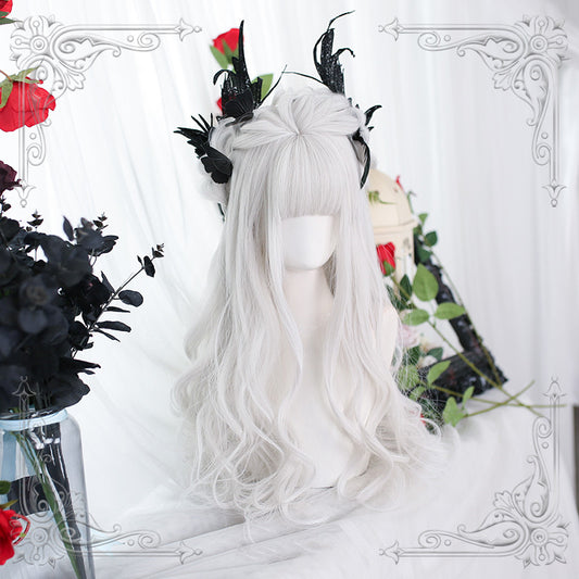 Lolita Silver White Long Curly Wig yv30892