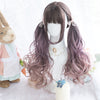 Harajuku purple gradient pink long curly wig YV43578