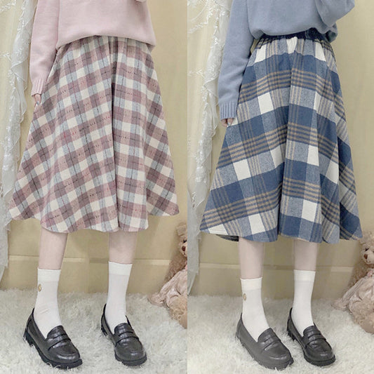 Japanese wool plaid skirt YV42570