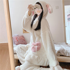 Cute rabbit ears hooded pajamas set YV43592