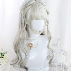 Lolita milky gray gradient long curly wig YV43580