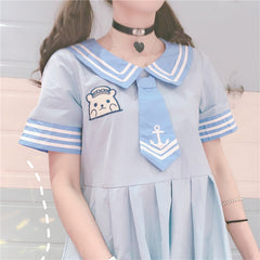 Cute bear navy collar dress yv42168