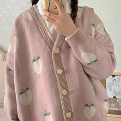 Cute peach sweater coat YV44503