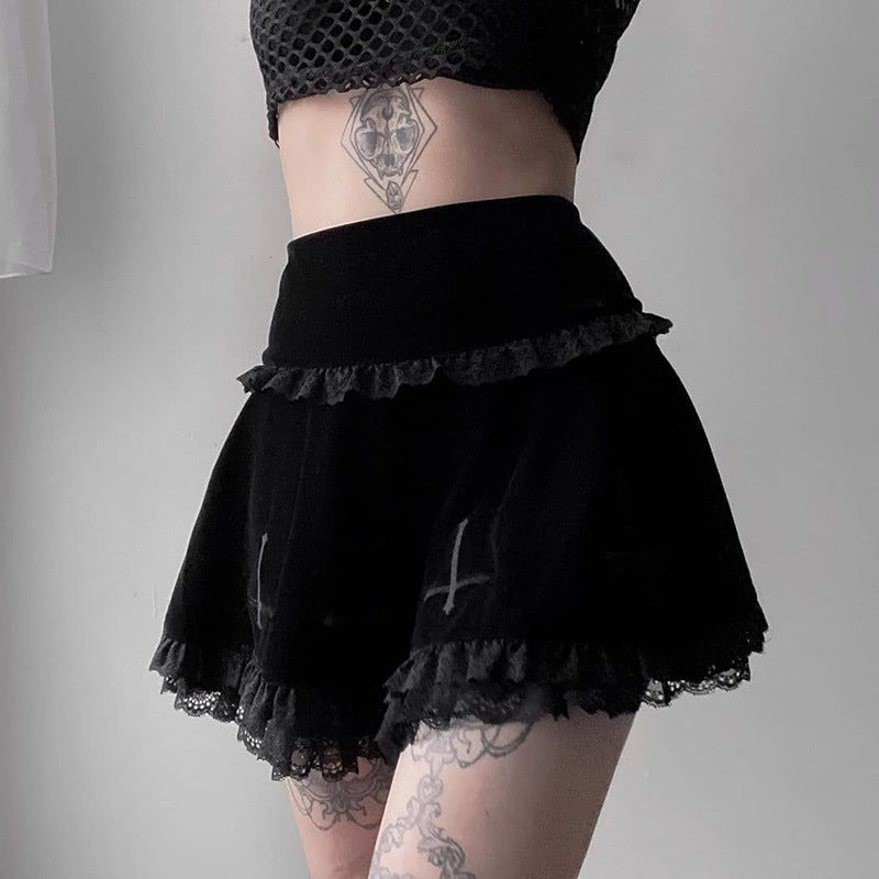 Dark cross lace skirt yv30286