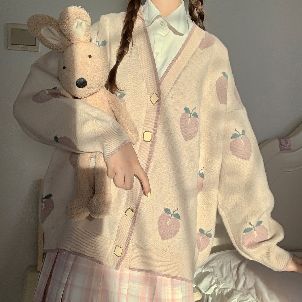 Cute peach sweater coat YV44503