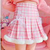 Pink and white plaid pleated skirt YV43619