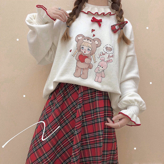 Cute bear and bunny knitted top YV43487