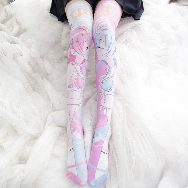 Rem and Ram printed lacquered socks YV43716