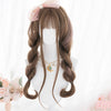 Harajuku brown mixed light pink long curly wig YV43572