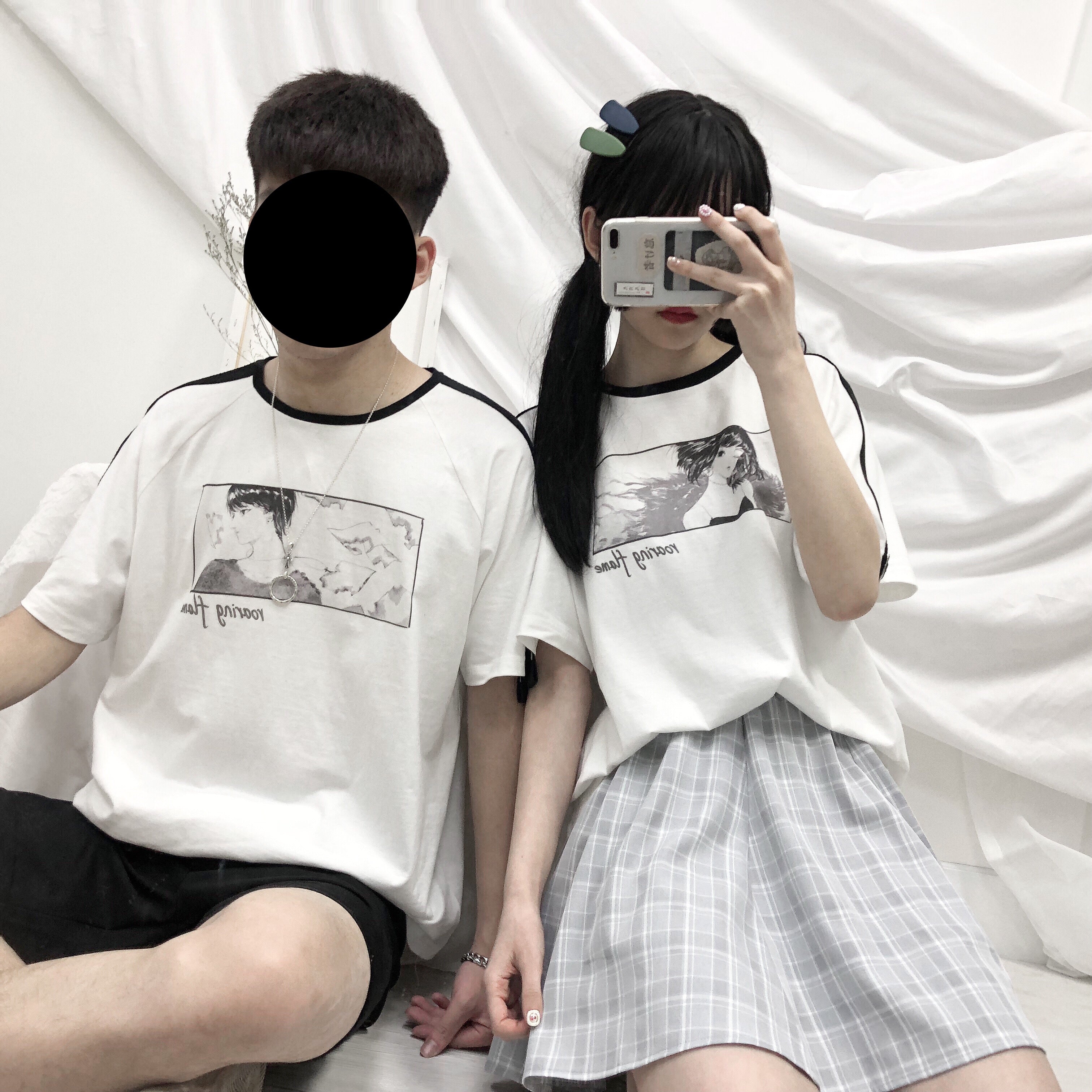 Couples boys and girls print T-shirt yv42025