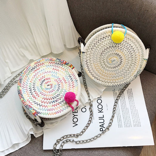 Cute embroidered line round bag yv42247