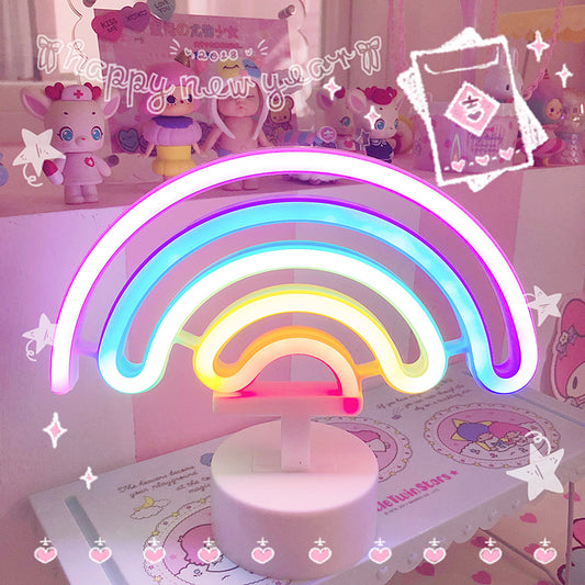 girly heart rainbow unicorn neon bz1016