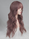 Purple pink long curly wig yv47106