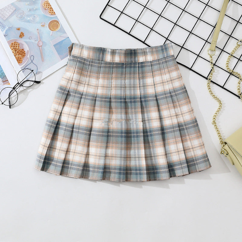 Check all-match pleated skirt YV44401