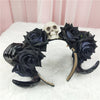Rose flower skull horn headband yv42861