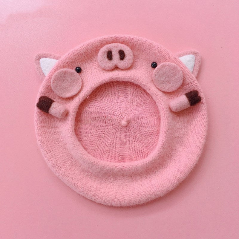 Cute pink piggy beret yv43387