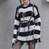 Punk striped sweater + belt YV46080