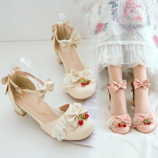 Lolita shoes bow strawberry shoes yv31064