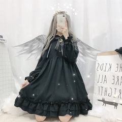 Dark ruffled bow dress YV44403