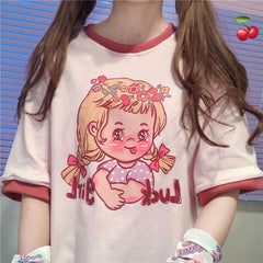 Cute cartoon print T-shirt yv30878