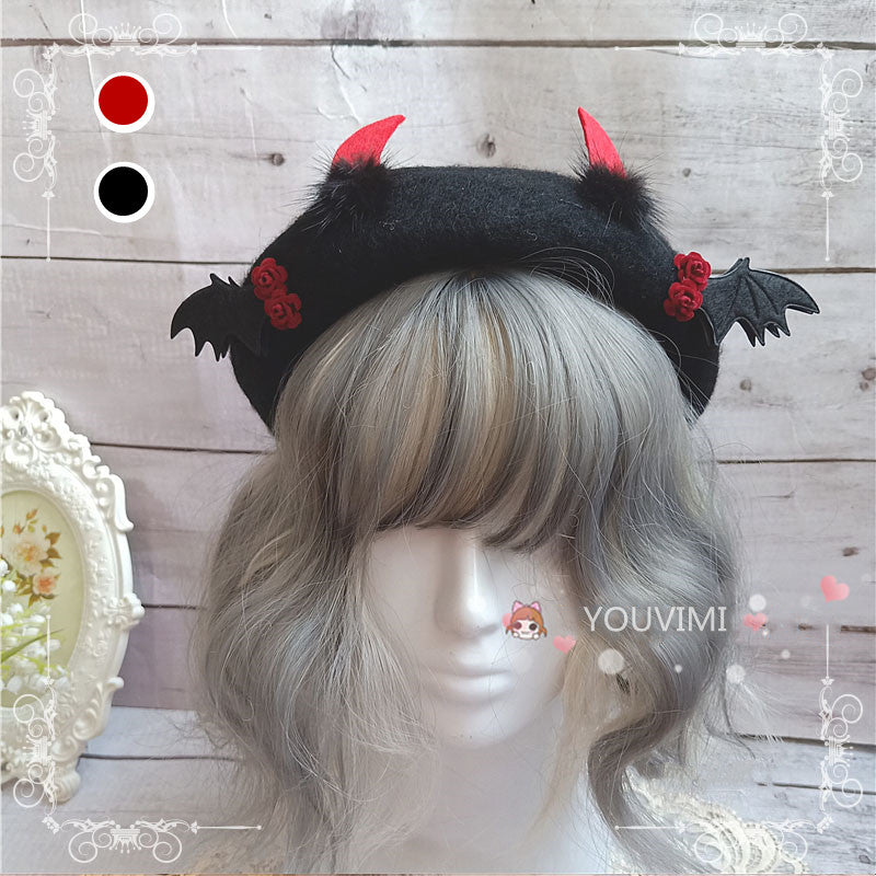 lolita demon bat wings beret yv30446