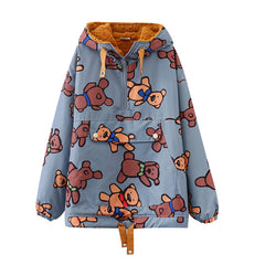 Cute bear print hooded jacket YV43536