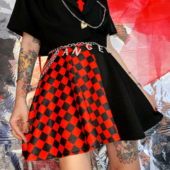 Punk checkerboard plaid skirt yv30363