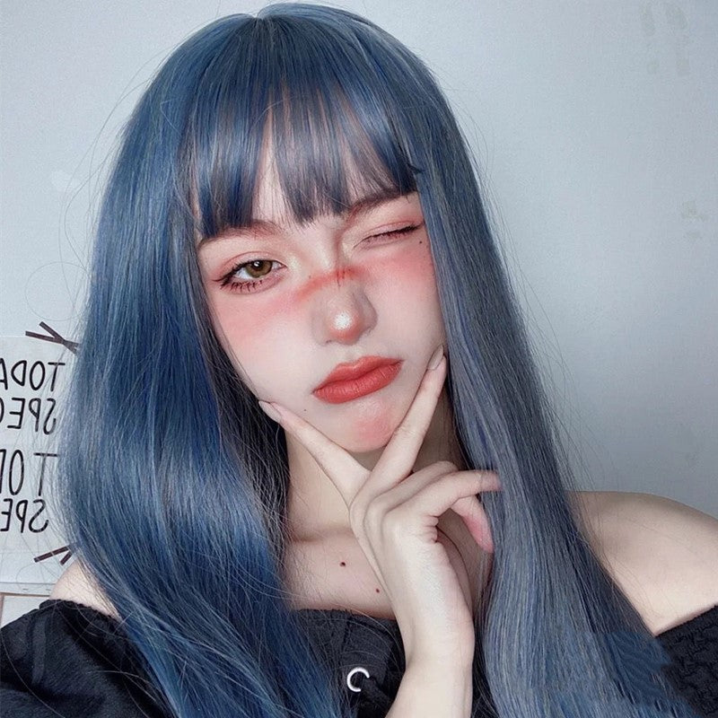 Blue gray long straight wig YV43749 – Youvimi