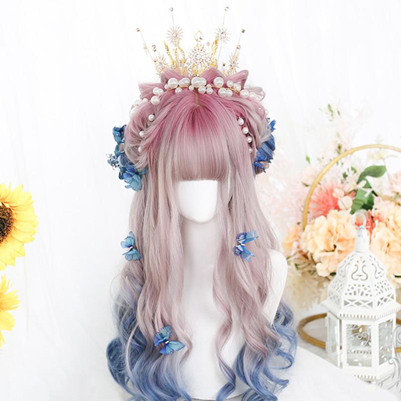 Lolita blue long curly wig yv30213