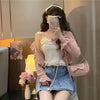 Cute suspenders + lace cardigan two-piece set yv31128