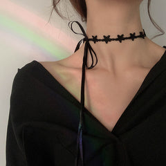 Black star lace clavicle chain YV43808