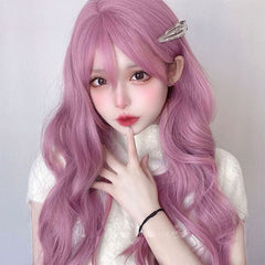 Lolita pink long curly wig yv31086