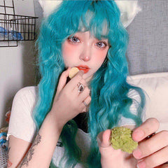 Lolita blue long curly wig yv30213