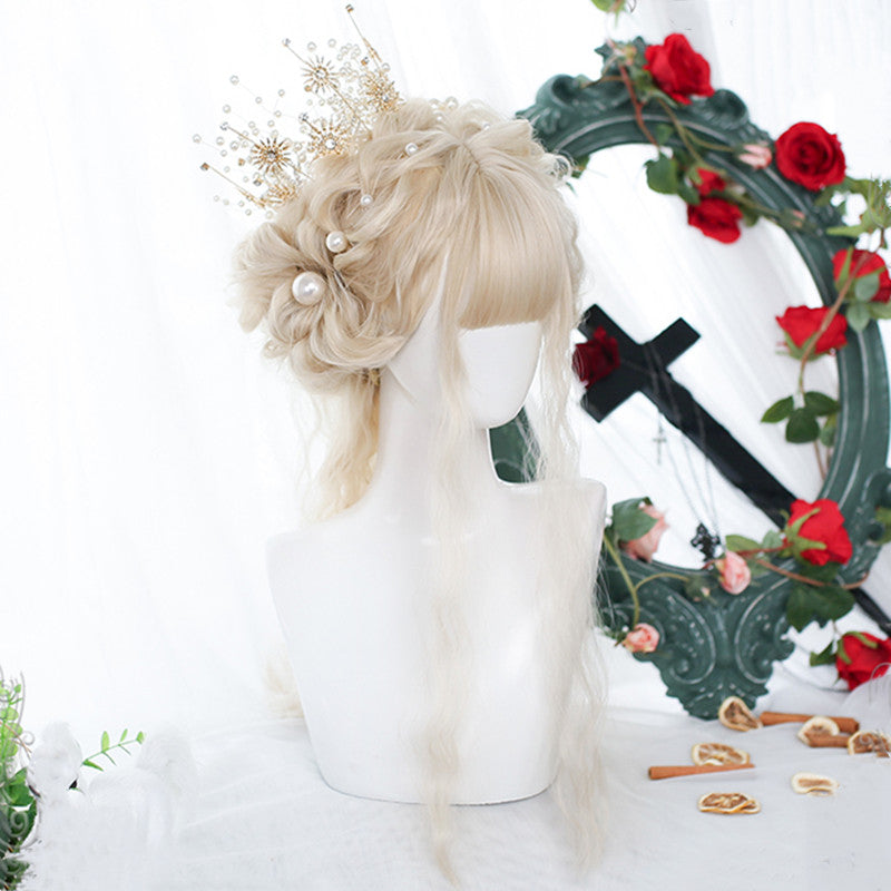 lolita Golden long curly wig yv30943