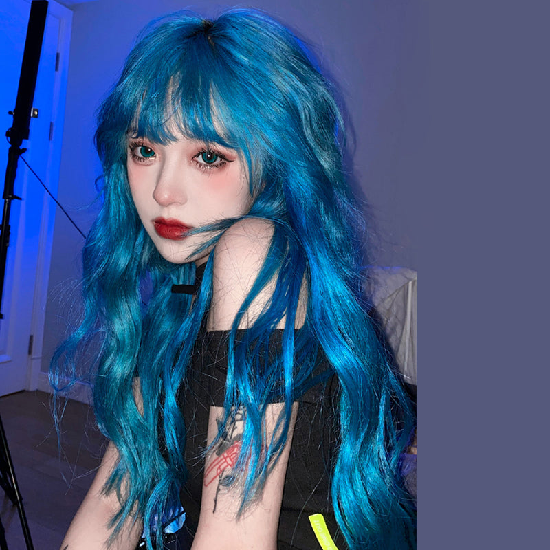 Blue lolita long curly hair wig YV43854