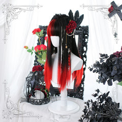 Lolita black and red gradient wig yv31066