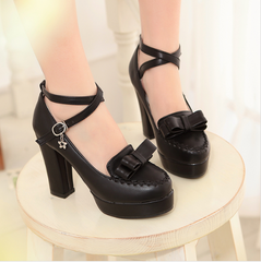 Japanese sweet bow heeled shoes YV401