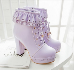 Sweet  lolita falbala high-heeled boots YV403