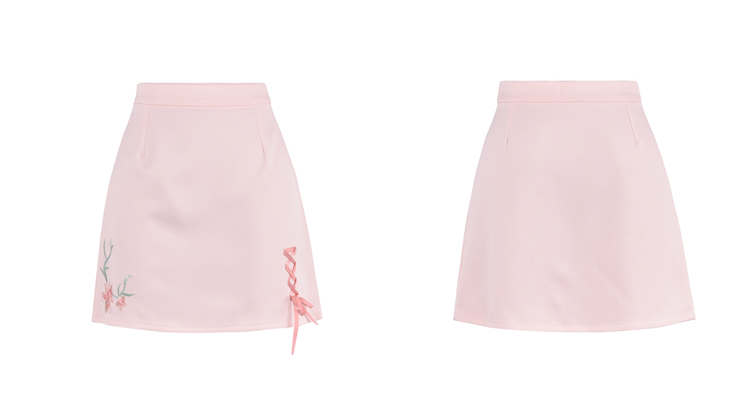 Flower pink high waist skirt YV430