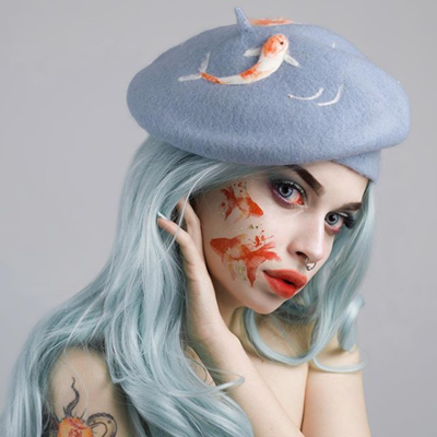 Review for Auspicious Koi and goldfish art berets YV2408