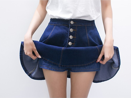 Ruffled jeans pleated skirt YV40120