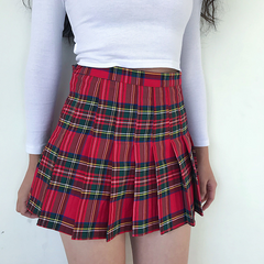 Sweet grid tall waist skirt YV40121