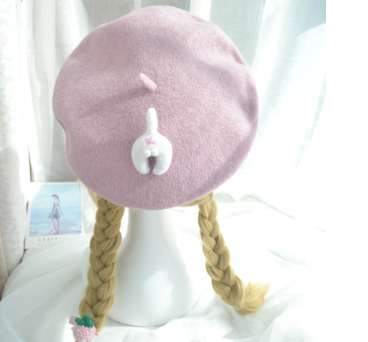 Pink cute Corky ass beret YV40269