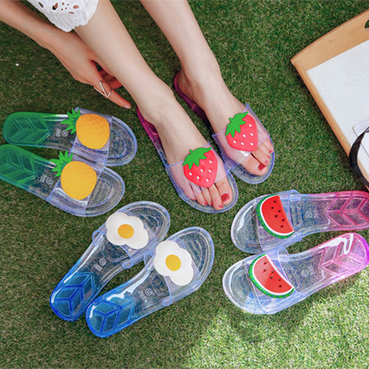 Cute flat plastic crystal slippers YV40341