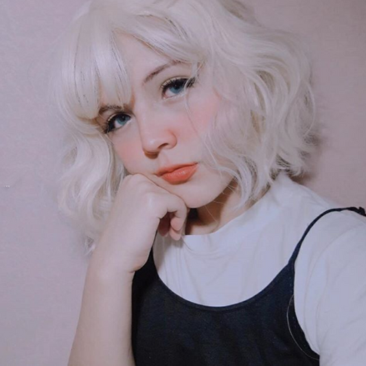 Review For Milky White Air Bangs Wig YV40108