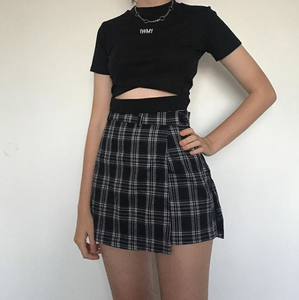 kfashion T-shirt + Plaid Skirt Two-piece Suit yv40551 main image 1