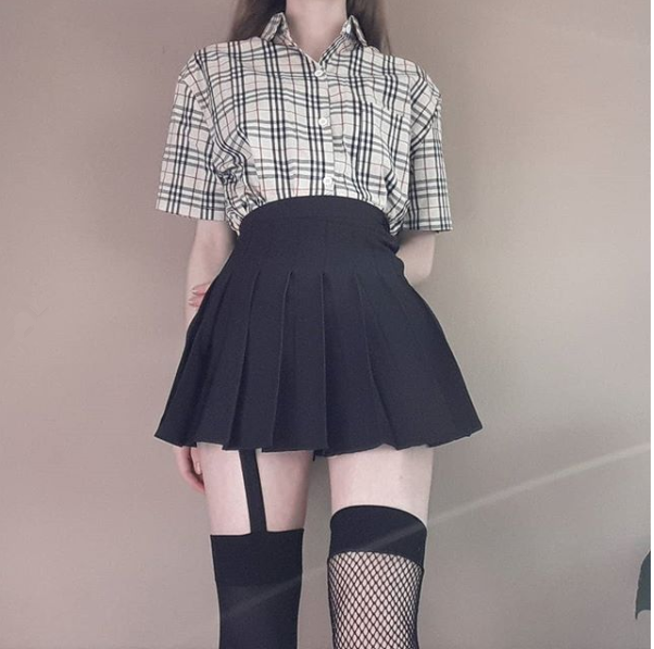 Plaid shirt high waist skirt YV40347