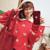 Cute heart red knit sweater YV40769