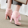 Plush lace high heel Martin boots YV40799