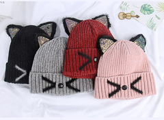 Cute cat ears knit hat yv40825